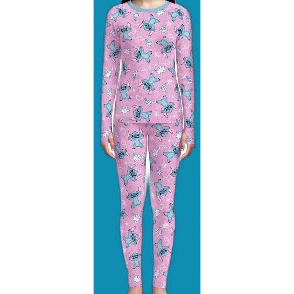 Climateright By Cuddl Duds DISNEY STITCH Girl's XS Thermal Set SIZE 4-5 NEW